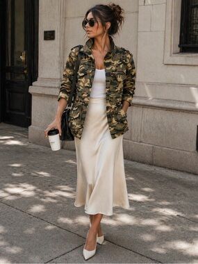 Levi's Women’s Camouflage Utility Jacket - Olive Green/Brown S street style